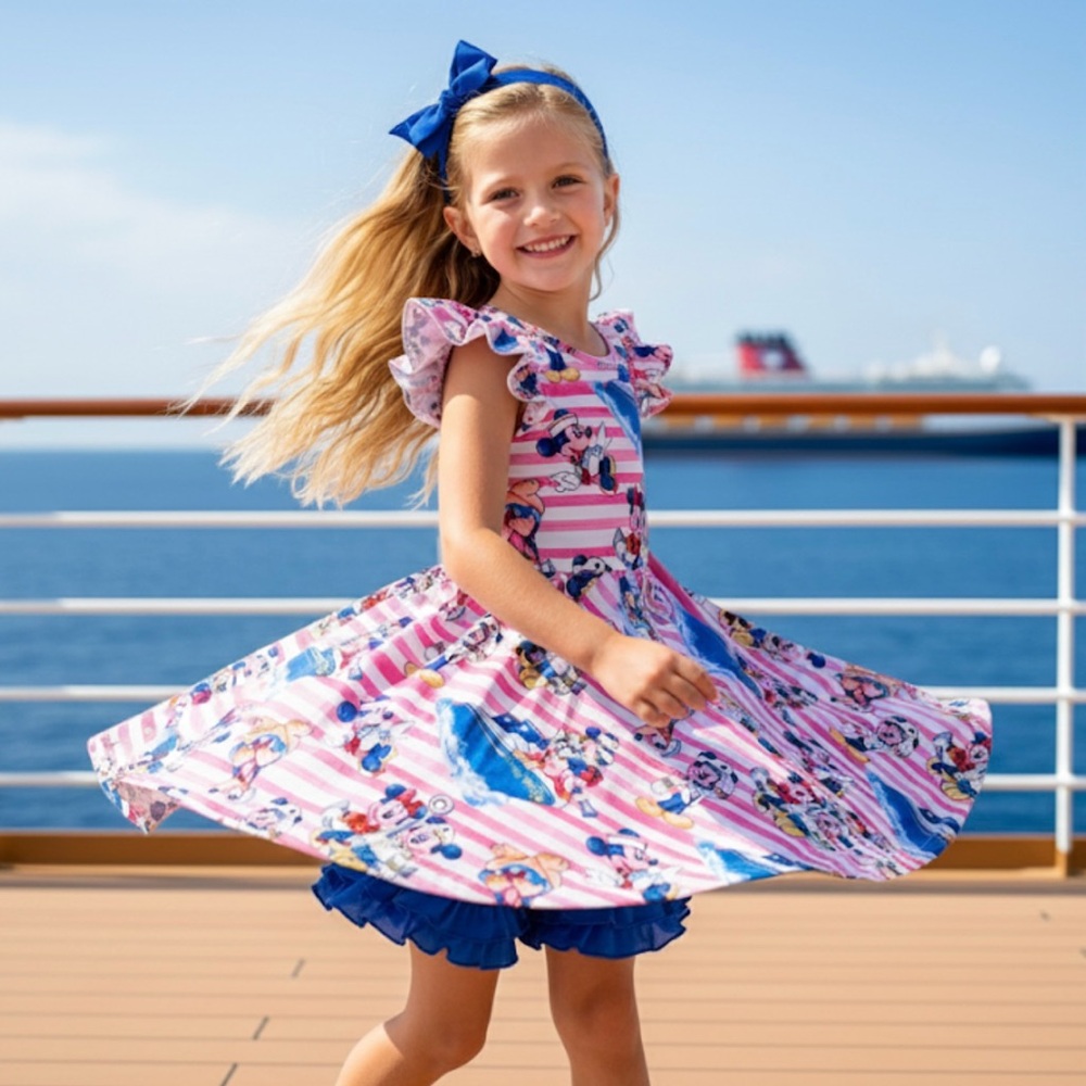 Disney Cruise line dress girls Disney world  flutter dress Birthday gift sz 5